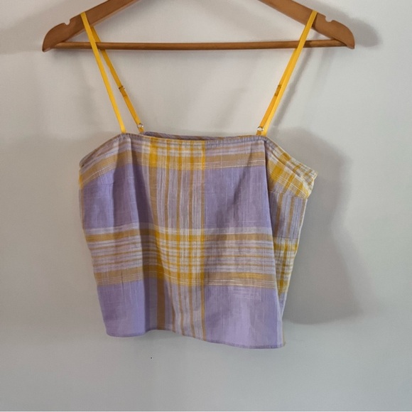 Urban outfitters plaid linen blend cropped cami - Picture 2 of 4